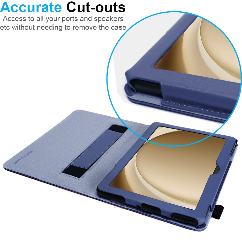 TECHGEAR Folio Case for Samsung Galaxy Tab A11+ & A9+ 11" (SM-X230/X236/X210/X215) – Leather Stand Cover with Hand Strap & Auto Sleep/Wake