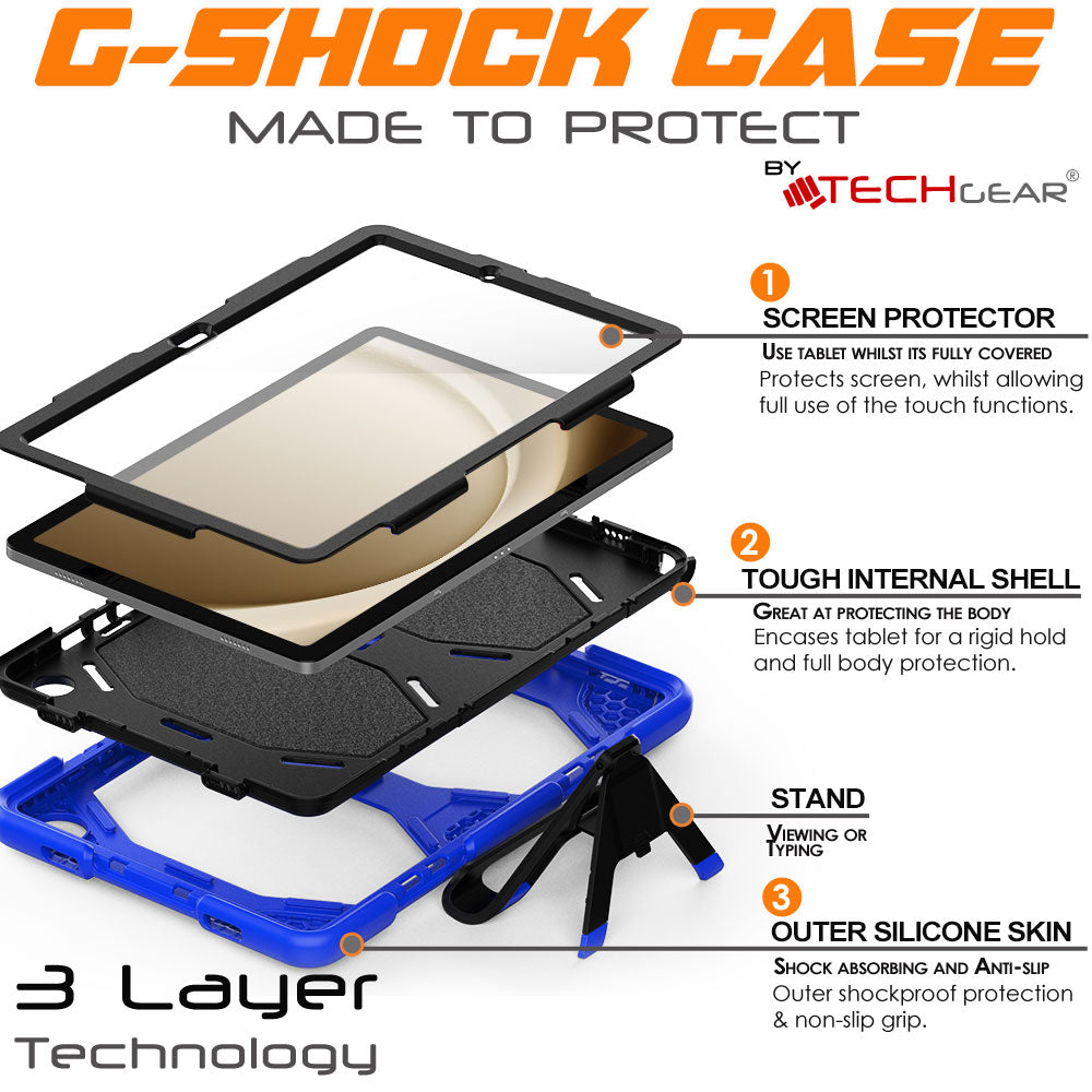 TECHGEAR G-SHOCK Case for Samsung Galaxy Tab A11+ / A11 Plus 11" (SM-X230 / SM-X236) Shockproof Kids, Schools & Work Protective Armour Full-Body Protection with Screen Guard & Kickstand