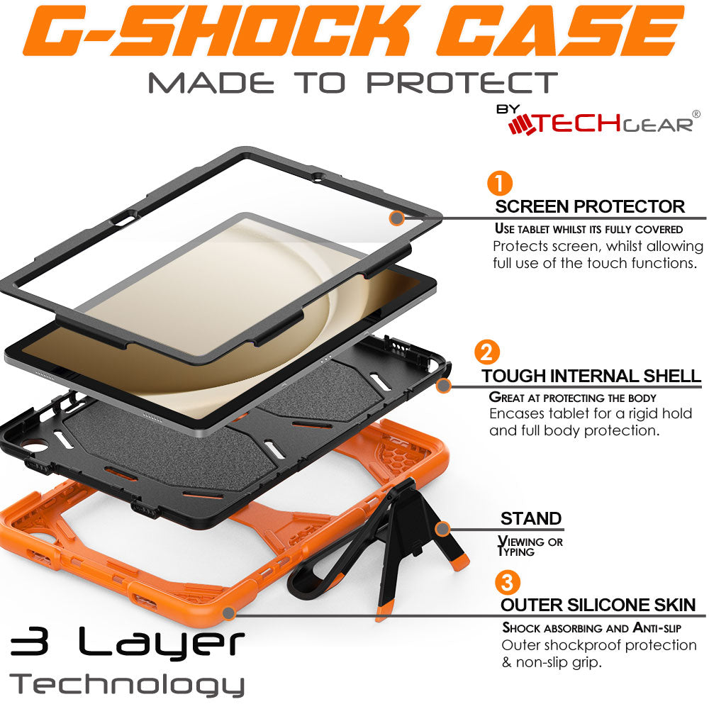 TECHGEAR G-SHOCK Case for Samsung Galaxy Tab A11+ / A11 Plus 11" (SM-X230 / SM-X236) Shockproof Kids, Schools & Work Protective Armour Full-Body Protection with Screen Guard & Kickstand