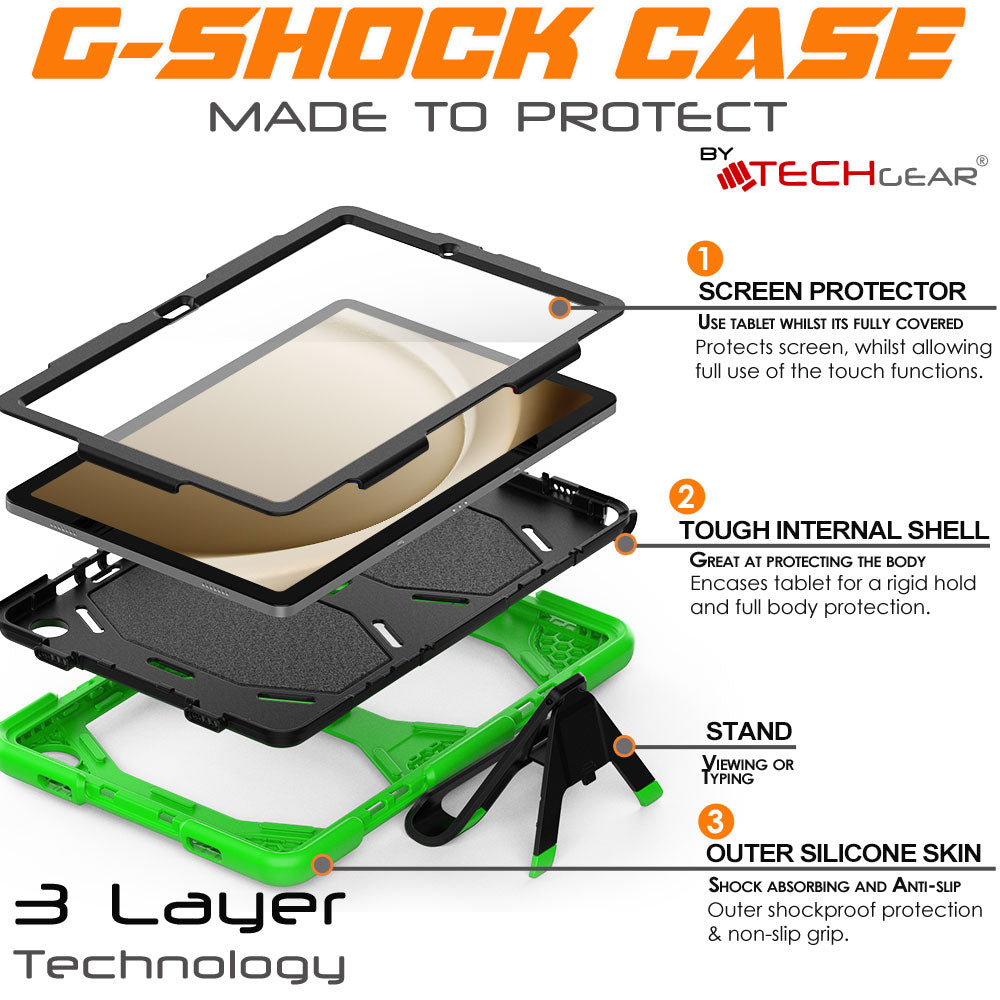 TECHGEAR G-SHOCK Case for Samsung Galaxy Tab A11+ / A11 Plus 11" (SM-X230 / SM-X236) Shockproof Kids, Schools & Work Protective Armour Full-Body Protection with Screen Guard & Kickstand