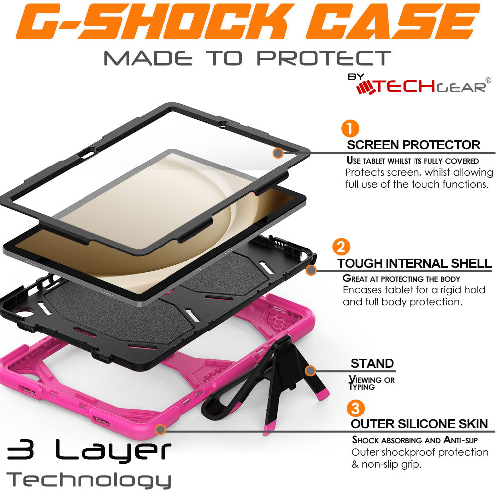 TECHGEAR G-SHOCK Case for Samsung Galaxy Tab A11+ / A11 Plus 11" (SM-X230 / SM-X236) Shockproof Kids, Schools & Work Protective Armour Full-Body Protection with Screen Guard & Kickstand