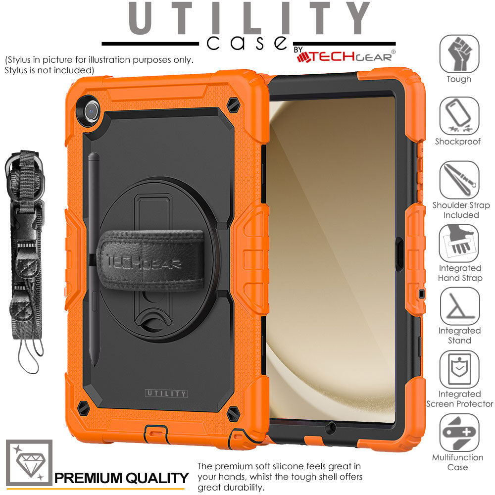 TECHGEAR Utility Case for Samsung Galaxy Tab A11+ (A11 Plus) 11" (SM-X230 / SM-X236) – Full Body Rugged Case with Stand, Hand Strap & Shoulder Strap