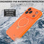 TECHGEAR Waterproof Magnetic Stand Case for iPhone 17 Pro Max 6.9" – IP68 Shockproof MagSafe Compatible Cover (Black / Orange)