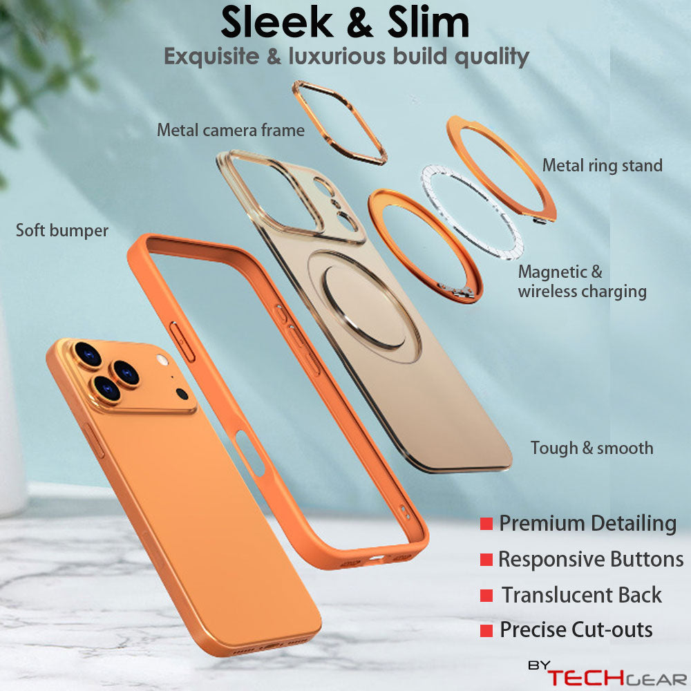 [Magnetic Ring Kickstand] For Apple iPhone 17 Pro, Slim, Tough Shockproof Armour, MagSafe Compatible Case with Stand