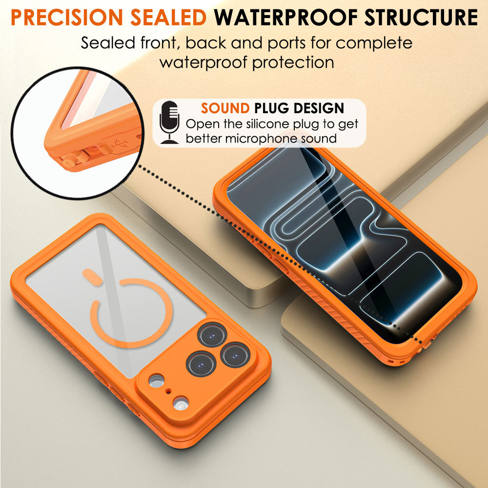 TECHGEAR Waterproof MagSafe Charging Case for iPhone 17 Pro 6.3" – IP68 Shockproof 360° Full Body Sealed Cover with Built-In Screen Protector