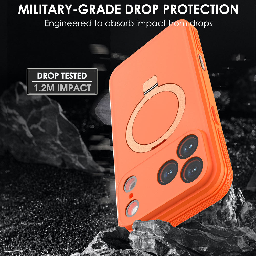 TECHGEAR Waterproof Magnetic Stand Case for iPhone 17 Pro Max 6.9" – IP68 Shockproof MagSafe Compatible Cover (Black / Orange)
