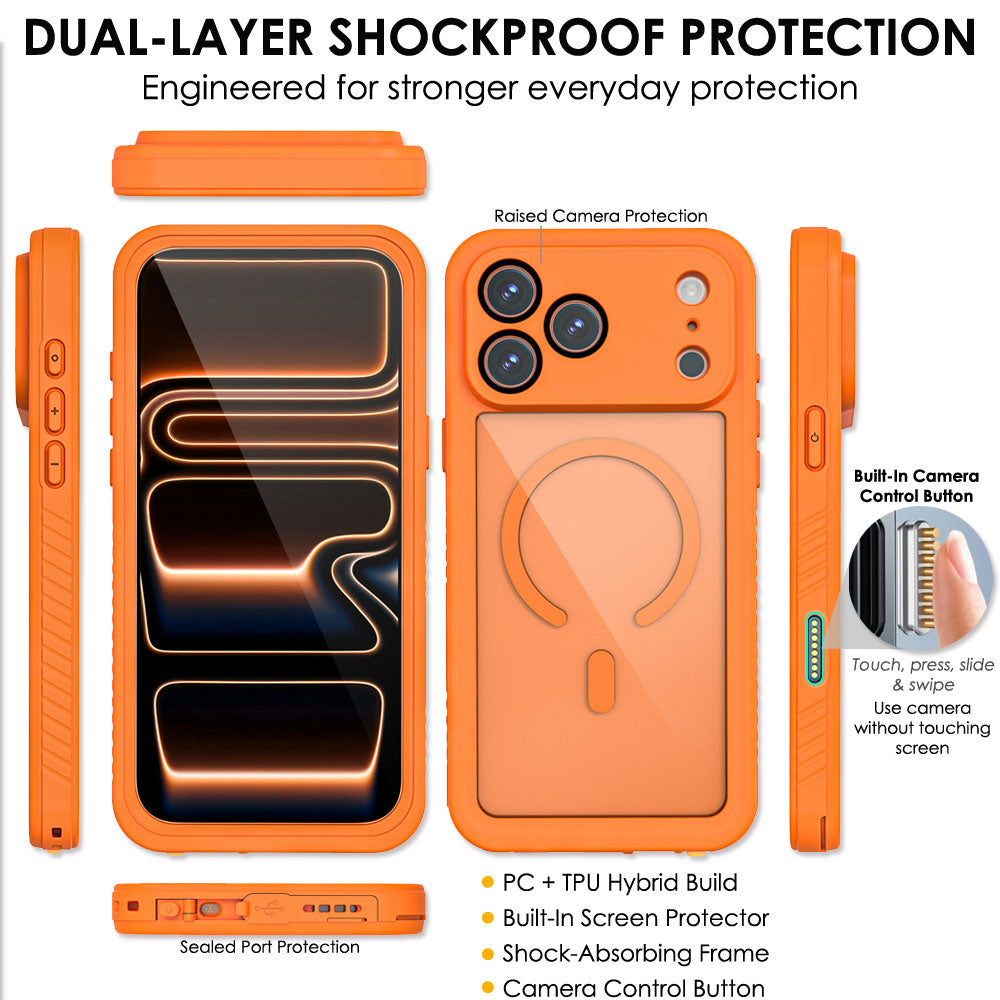 TECHGEAR Waterproof MagSafe Charging Case for iPhone 17 Pro Max 6.9" – IP68 Shockproof 360° Full Body Sealed Cover with Built-In Screen Protector