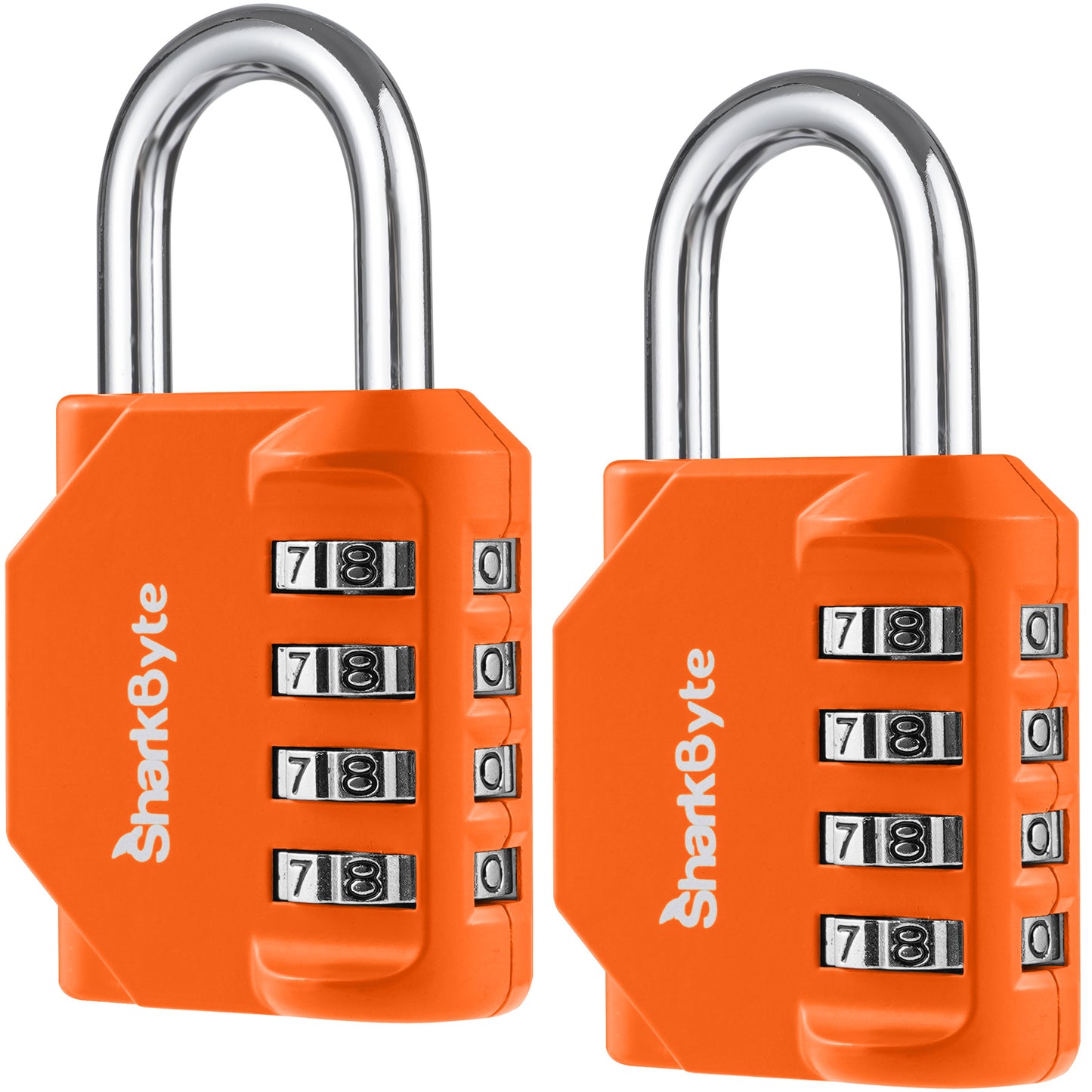SharkByte Heavy Duty 4-Dial Combination Padlock – Weatherproof Outdoor Lock for Gym, School, Shed, Storage, Cabinet & Toolbox (1 / 2 / 3 / 4 Pack)