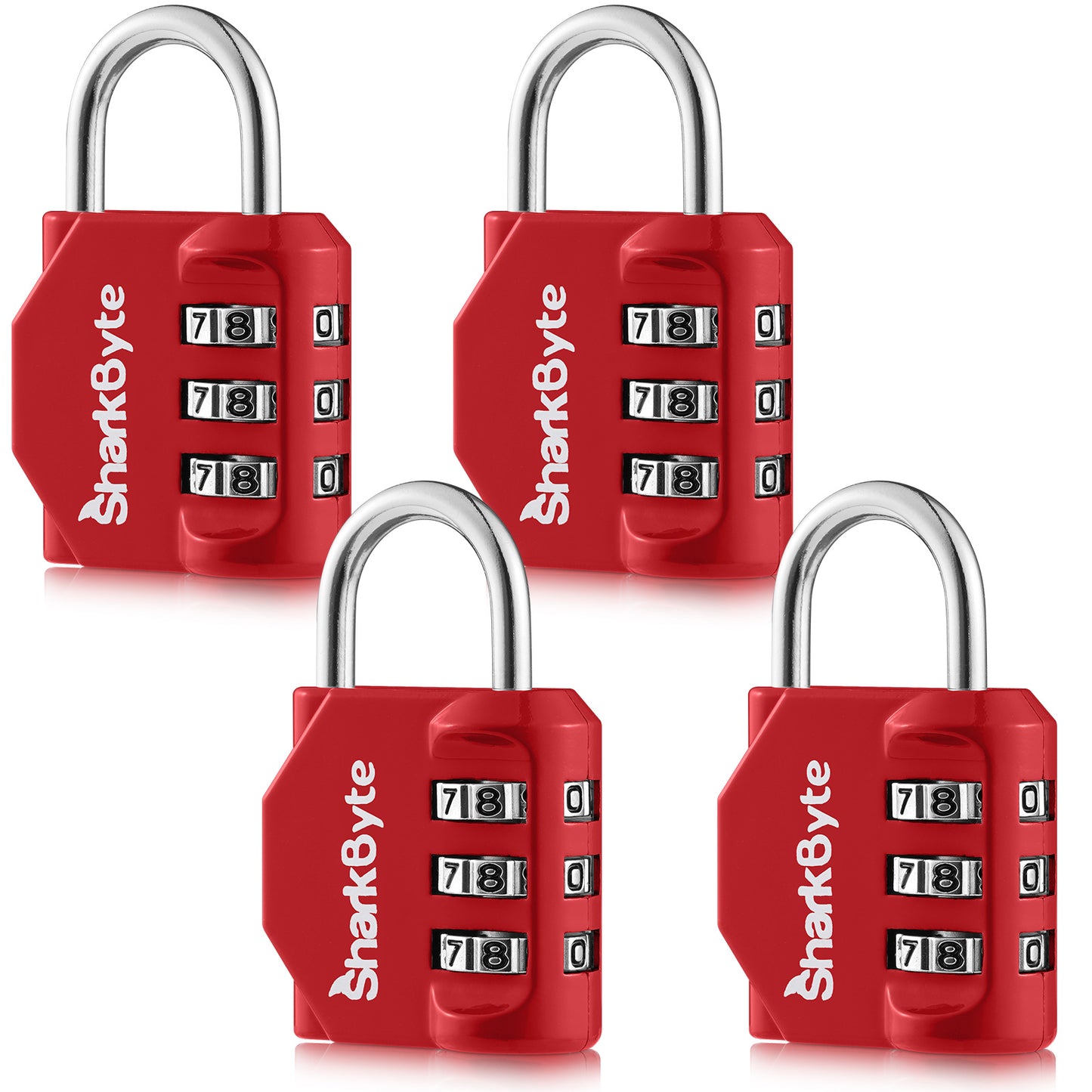 SharkByte Luggage Locks – 3-Dial Weatherproof Combination Padlock for Suitcases, Travel Bags, Gym Lockers & Outdoor Use (1 / 2 / 3 / 4 Pack)