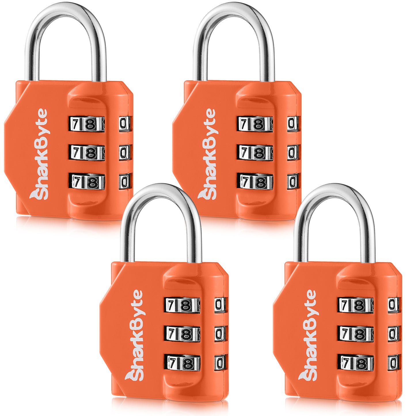 SharkByte Luggage Locks – 3-Dial Weatherproof Combination Padlock for Suitcases, Travel Bags, Gym Lockers & Outdoor Use (1 / 2 / 3 / 4 Pack)