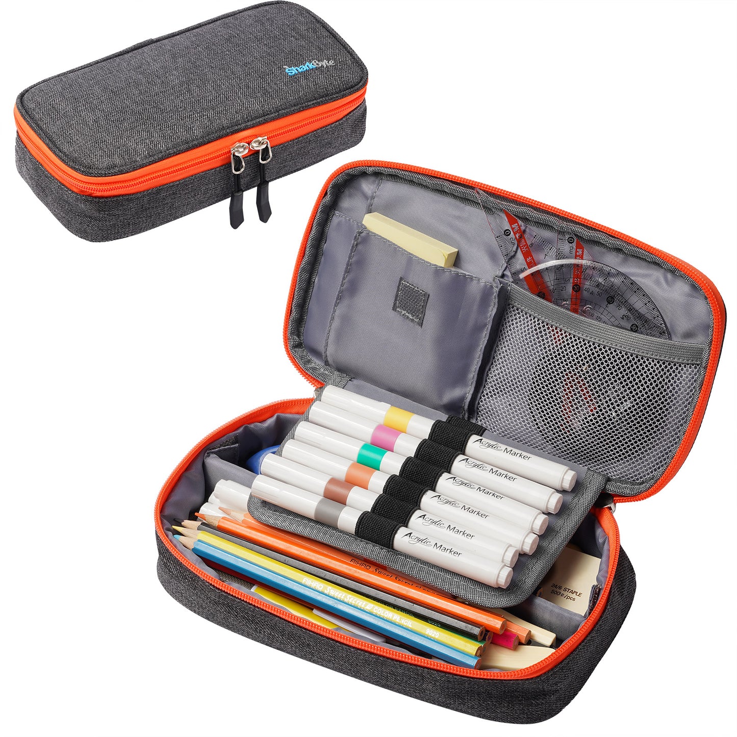 SharkByte Big Pencil Case – Large Capacity Recycled Fabric Stationery Organizer for Students, Teens, Girls & Boys (Available in 11 Colours)