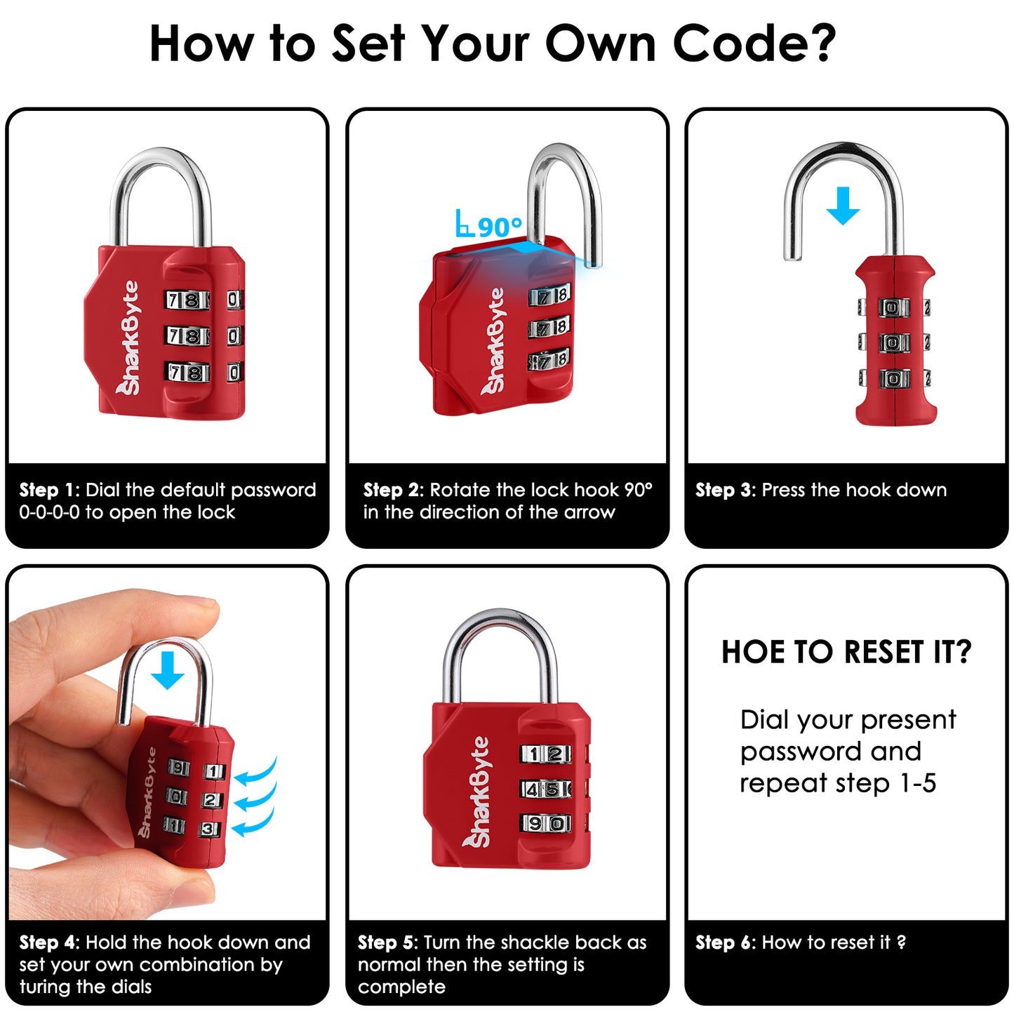 SharkByte Luggage Locks – 3-Dial Weatherproof Combination Padlock for Suitcases, Travel Bags, Gym Lockers & Outdoor Use (1 / 2 / 3 / 4 Pack)
