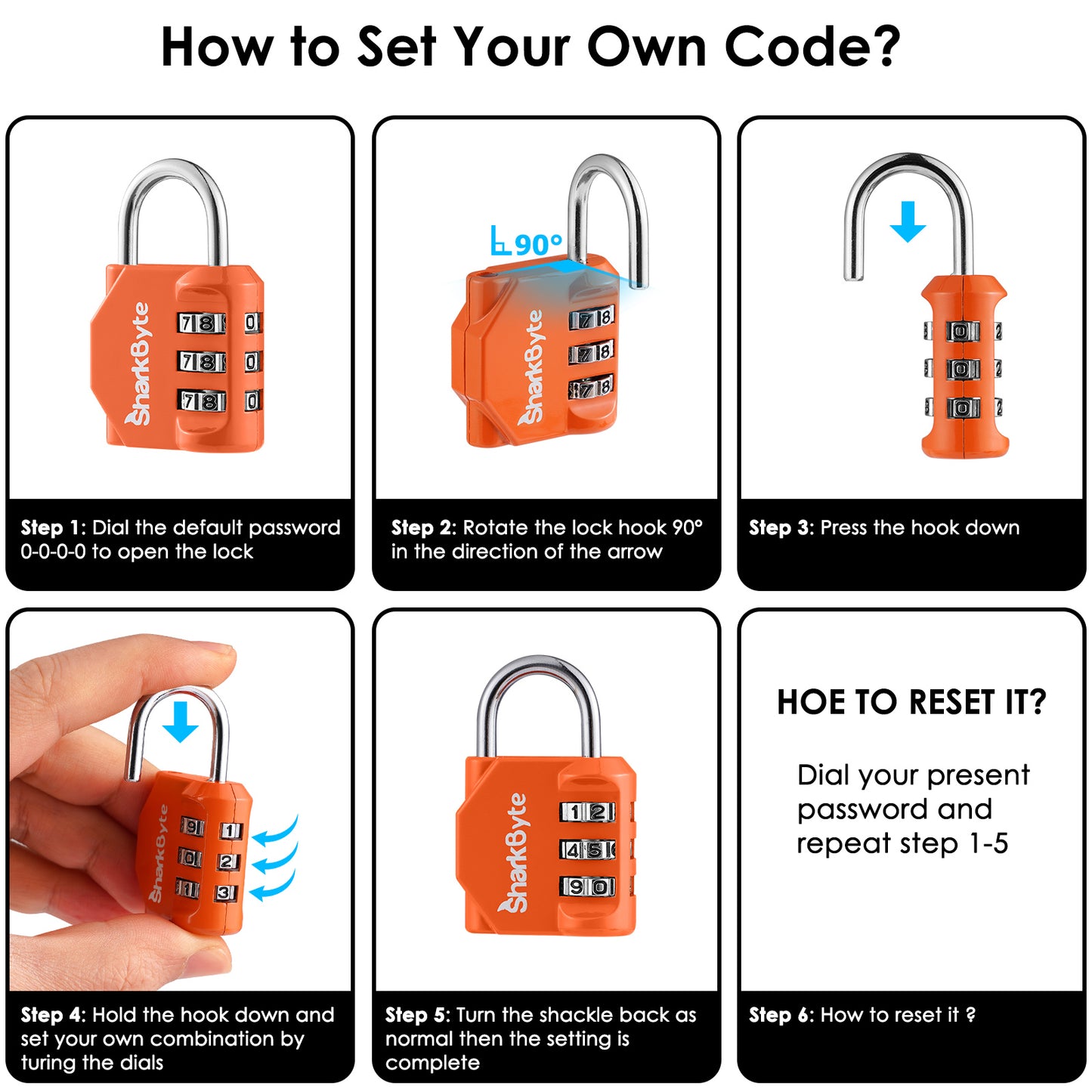 SharkByte Luggage Locks – 3-Dial Weatherproof Combination Padlock for Suitcases, Travel Bags, Gym Lockers & Outdoor Use (1 / 2 / 3 / 4 Pack)