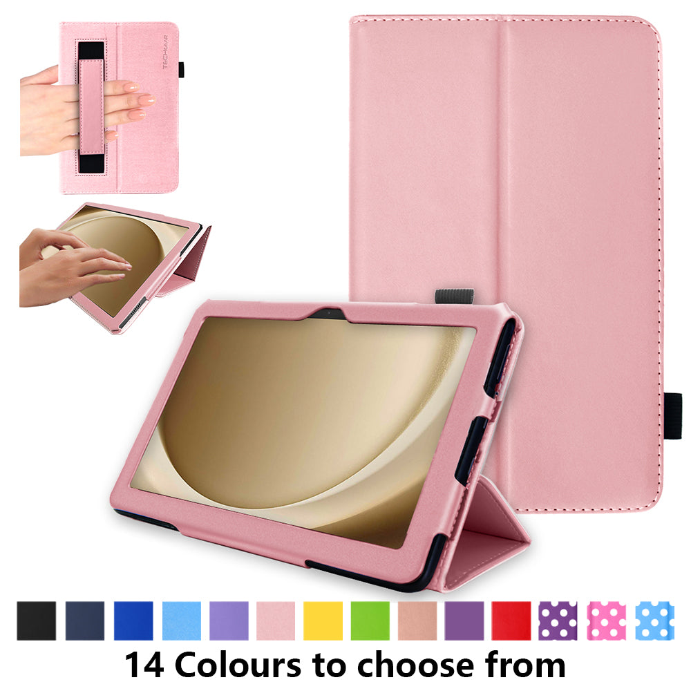 TECHGEAR Folio Case for Samsung Galaxy Tab A11+ & A9+ 11" (SM-X230/X236/X210/X215) – Leather Stand Cover with Hand Strap & Auto Sleep/Wake