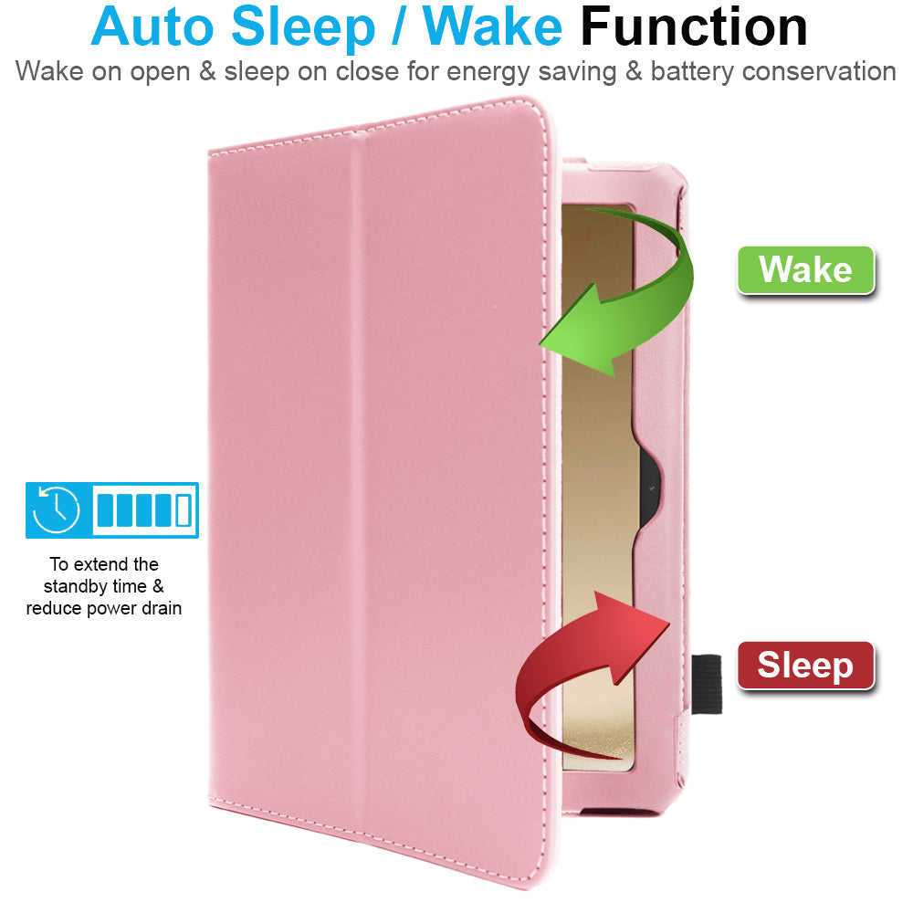 TECHGEAR Folio Case for Samsung Galaxy Tab A11+ & A9+ 11" (SM-X230/X236/X210/X215) – Leather Stand Cover with Hand Strap & Auto Sleep/Wake