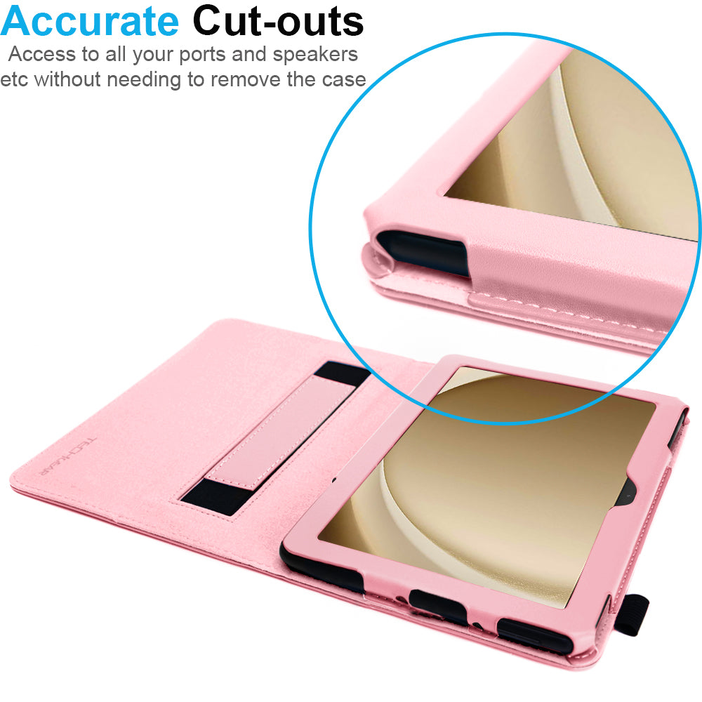 TECHGEAR Folio Case for Samsung Galaxy Tab A11+ & A9+ 11" (SM-X230/X236/X210/X215) – Leather Stand Cover with Hand Strap & Auto Sleep/Wake