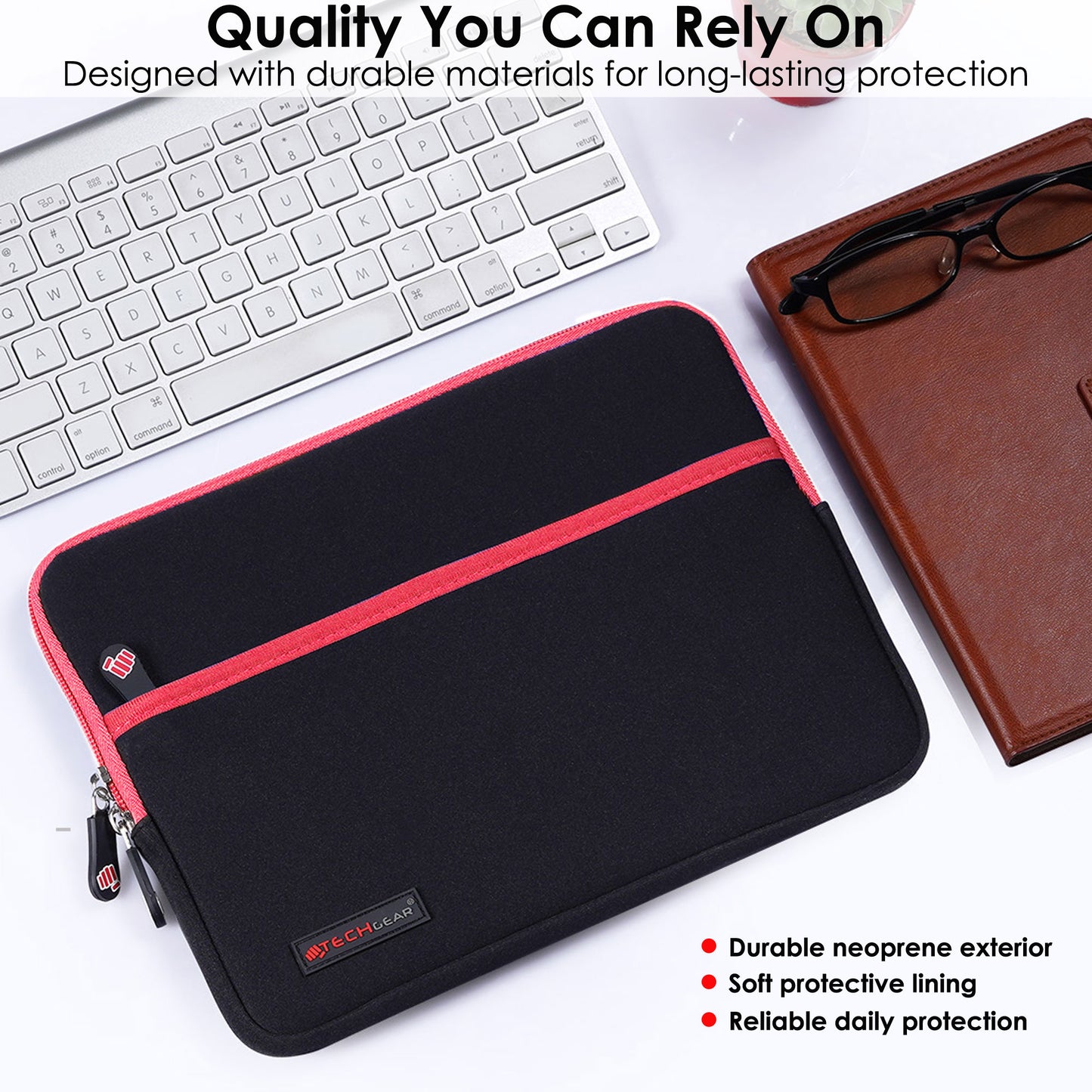 TECHGEAR Tablet Sleeve Case 7–13 Inch - Shockproof Neoprene Pouch with Bubble Protection, Zip Pocket, Slim Protective iPad Samsung Tablet Laptop Sleeve