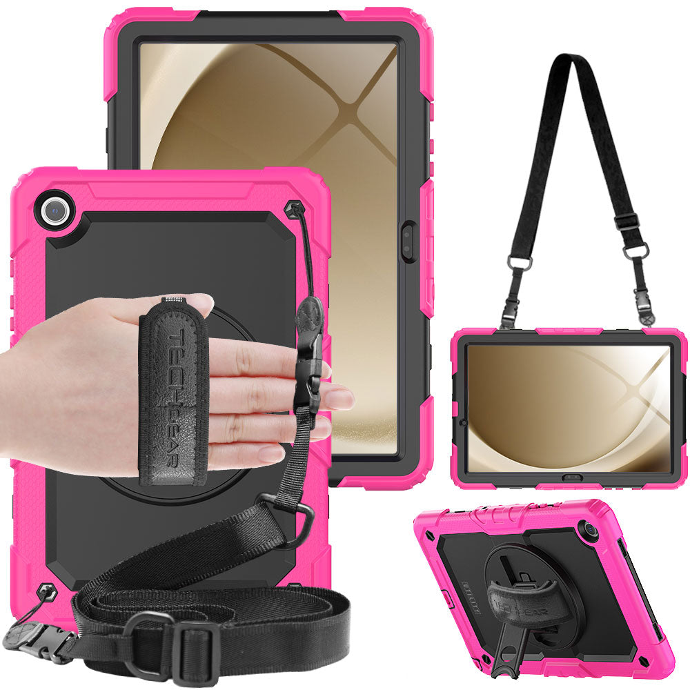 TECHGEAR Utility Case for Samsung Galaxy Tab A11+ (A11 Plus) 11" (SM-X230 / SM-X236) – Full Body Rugged Case with Stand, Hand Strap & Shoulder Strap