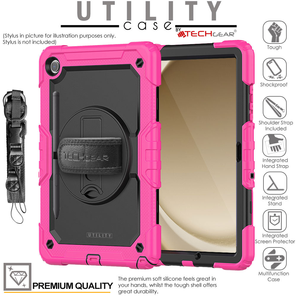 TECHGEAR Utility Case for Samsung Galaxy Tab A11+ (A11 Plus) 11" (SM-X230 / SM-X236) – Full Body Rugged Case with Stand, Hand Strap & Shoulder Strap