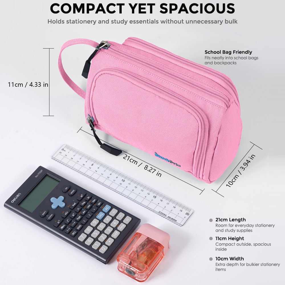 SharkByte Large Pencil Case Organiser - Big Capacity Stationery Storage Pouch with Compartments for School, College, Study, Office, Travel & Everyday Organisation