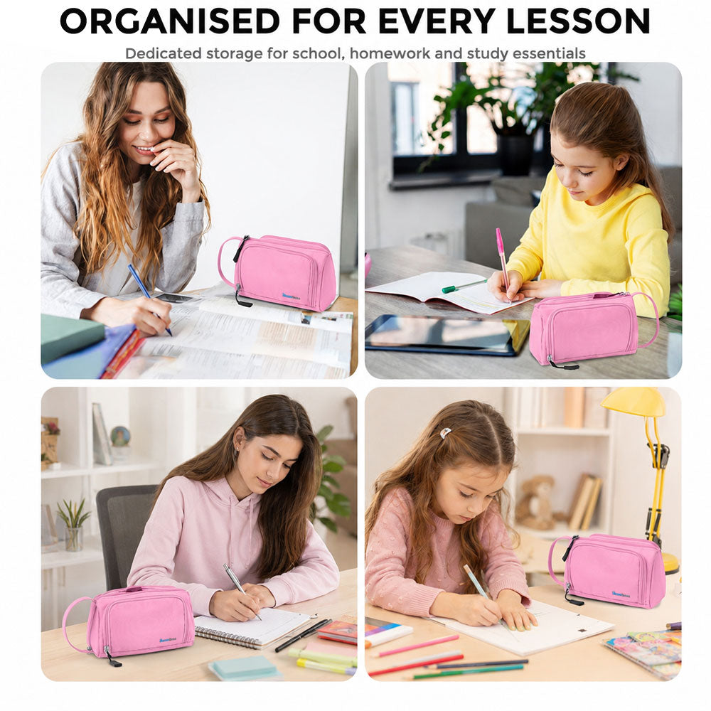 SharkByte Large Pencil Case Organiser - Big Capacity Stationery Storage Pouch with Compartments for School, College, Study, Office, Travel & Everyday Organisation