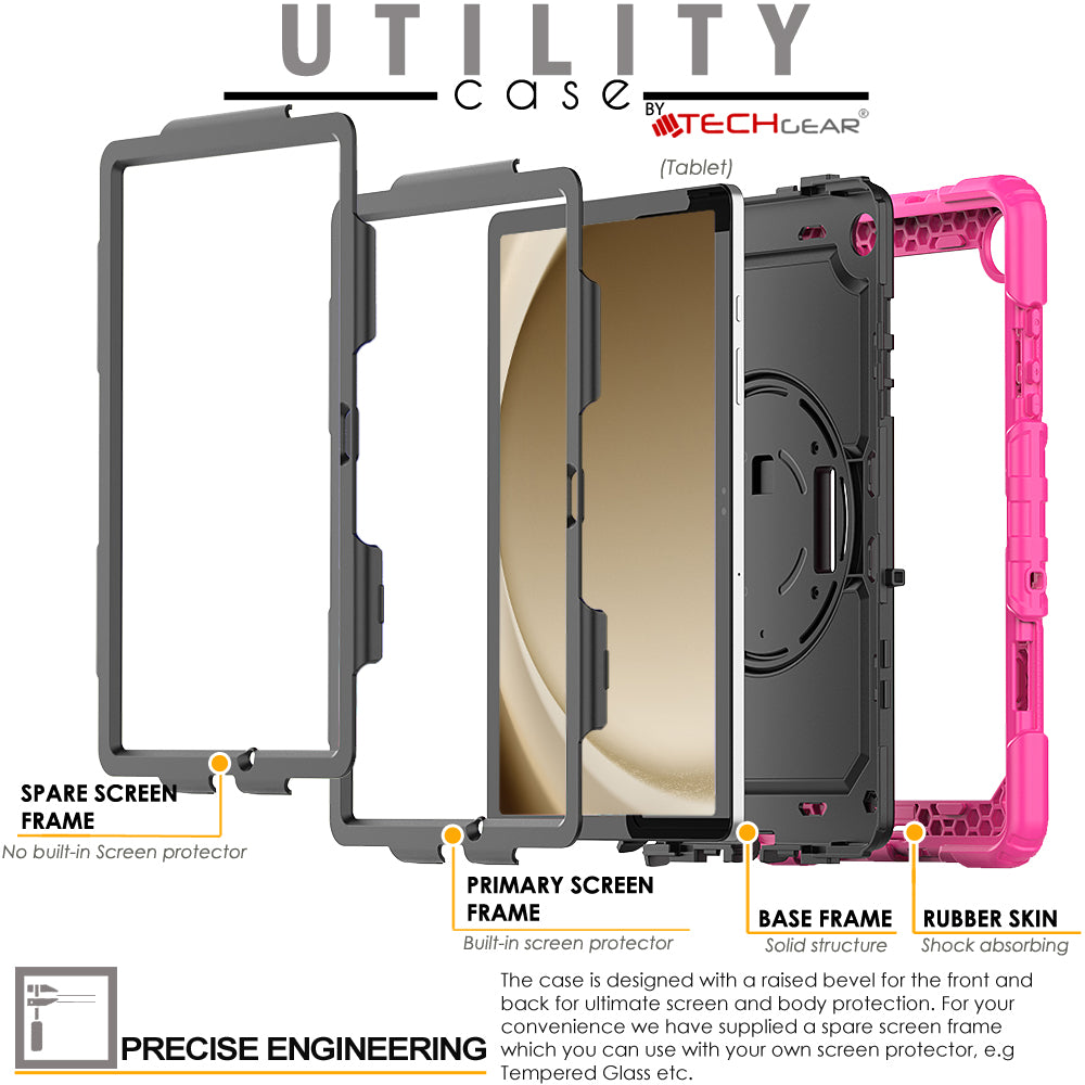TECHGEAR Utility Case for Samsung Galaxy Tab A11+ (A11 Plus) 11" (SM-X230 / SM-X236) – Full Body Rugged Case with Stand, Hand Strap & Shoulder Strap