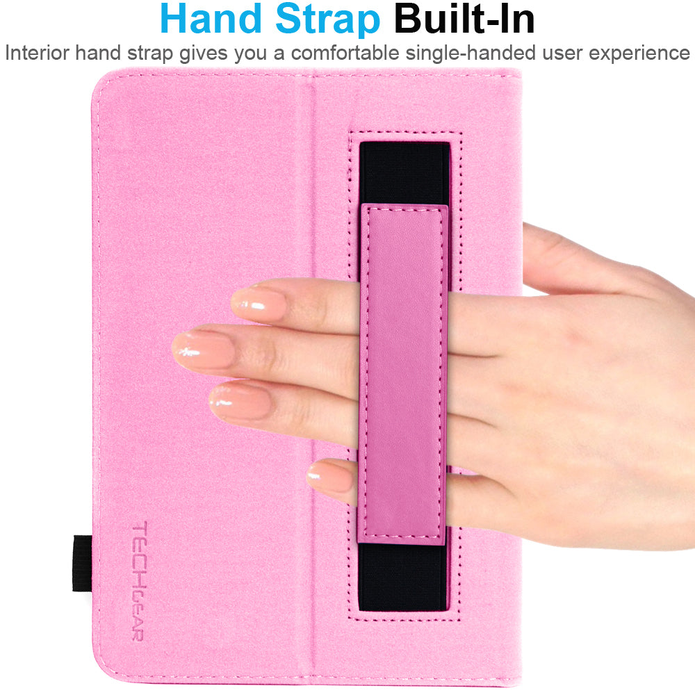 TECHGEAR Folio Case for Samsung Galaxy Tab A11+ & A9+ 11" (SM-X230/X236/X210/X215) – Leather Stand Cover with Hand Strap & Auto Sleep/Wake