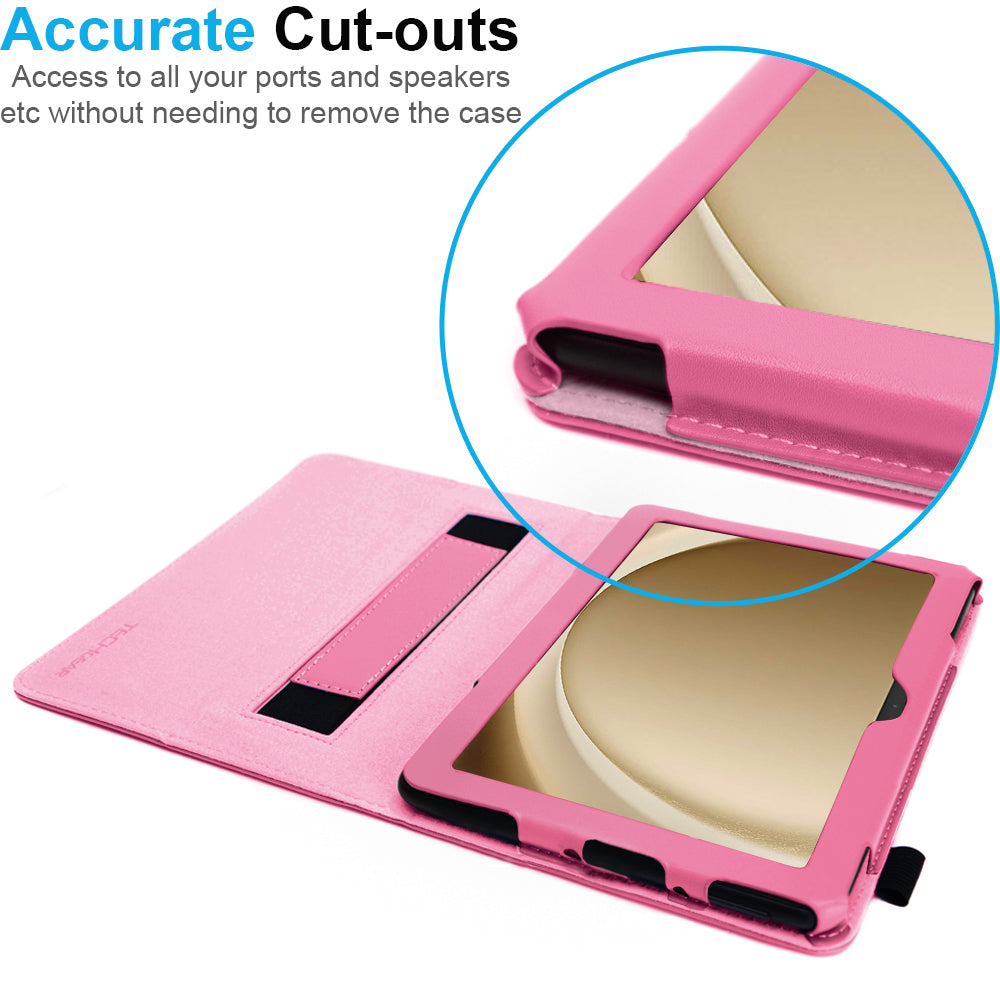 TECHGEAR Folio Case for Samsung Galaxy Tab A11+ & A9+ 11" (SM-X230/X236/X210/X215) – Leather Stand Cover with Hand Strap & Auto Sleep/Wake