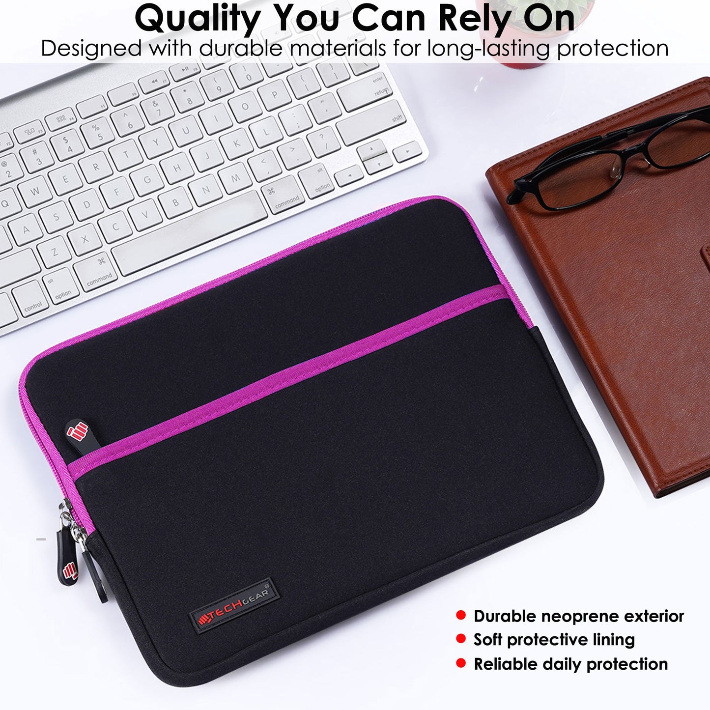 TECHGEAR Tablet Sleeve Case 7–13 Inch - Shockproof Neoprene Pouch with Bubble Protection, Zip Pocket, Slim Protective iPad Samsung Tablet Laptop Sleeve
