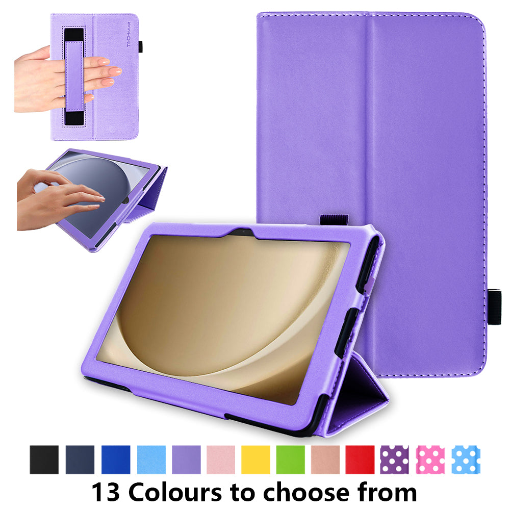 TECHGEAR Folio Case for Samsung Galaxy Tab A11+ & A9+ 11" (SM-X230/X236/X210/X215) – Leather Stand Cover with Hand Strap & Auto Sleep/Wake