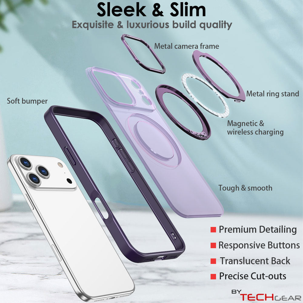 [Magnetic Ring Kickstand] For Apple iPhone 17 Pro Max, Slim, Tough Shockproof Armour, MagSafe Compatible Case with Stand