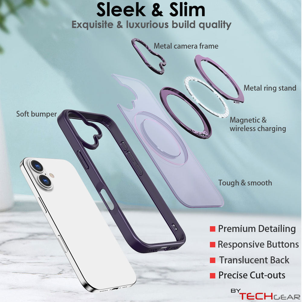 [Magnetic Ring Kickstand] For Apple iPhone 17, Slim, Tough Shockproof Armour, MagSafe Compatible Case with Stand