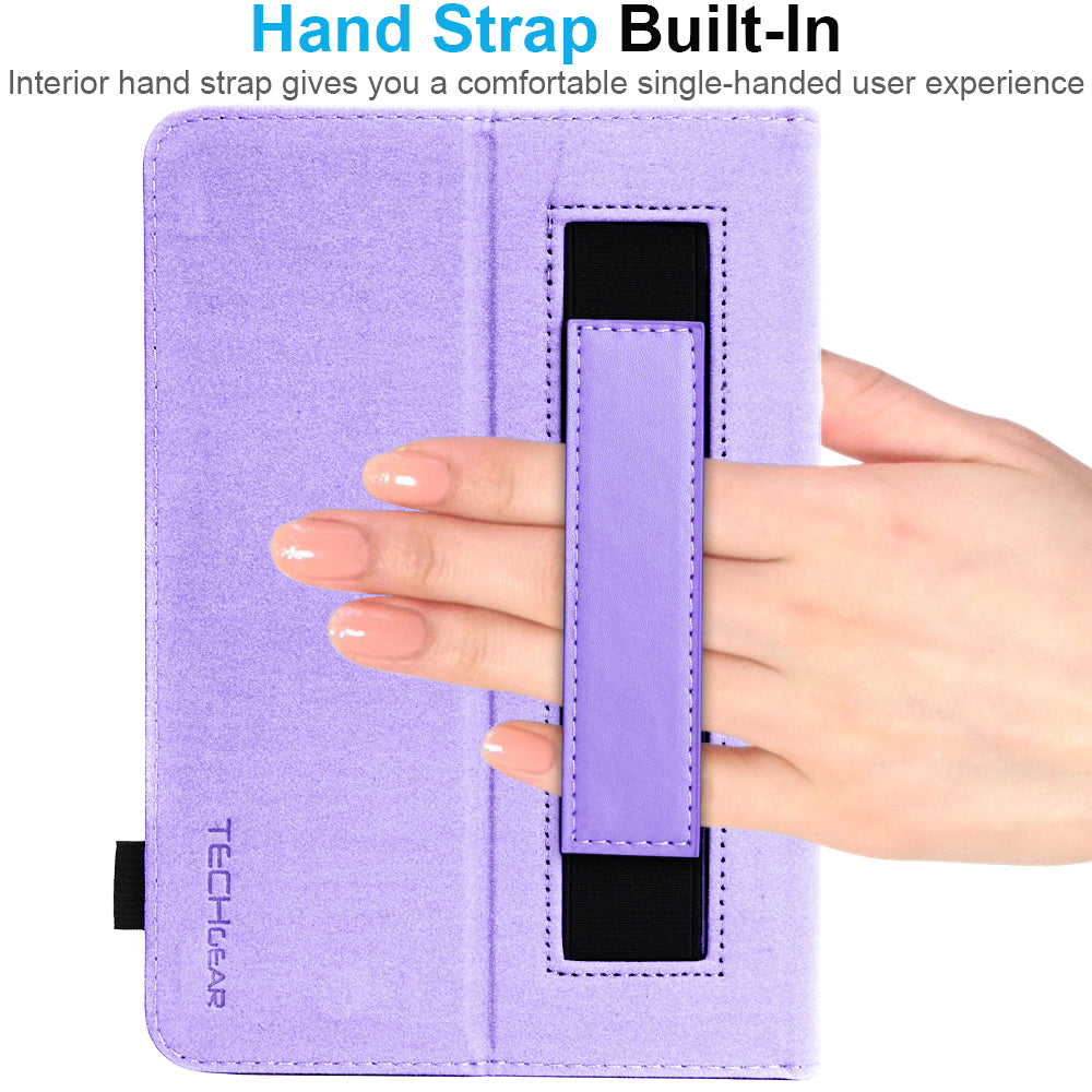 TECHGEAR Folio Case for Samsung Galaxy Tab A11+ & A9+ 11" (SM-X230/X236/X210/X215) – Leather Stand Cover with Hand Strap & Auto Sleep/Wake