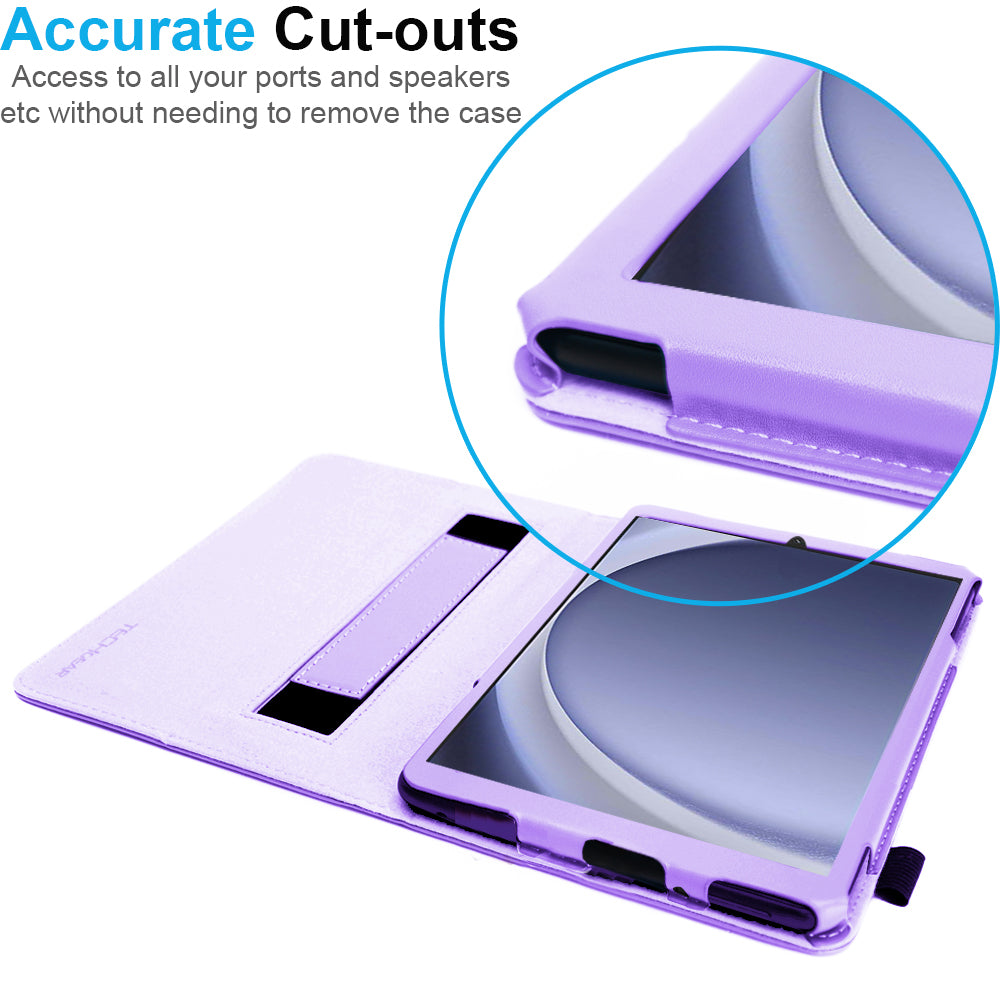 TECHGEAR Folio Case for Samsung Galaxy Tab A11+ & A9+ 11" (SM-X230/X236/X210/X215) – Leather Stand Cover with Hand Strap & Auto Sleep/Wake