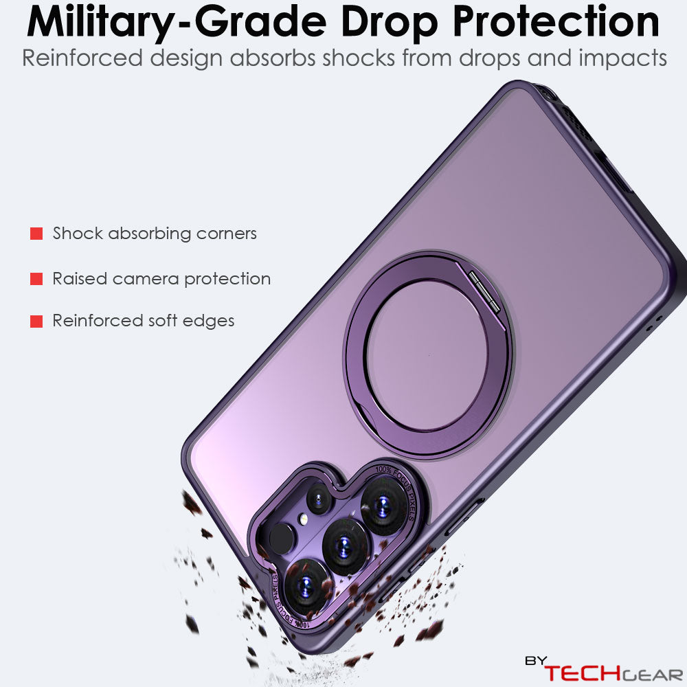 TECHGEAR Magnetic Stand Case for Samsung Galaxy S26 Ultra - Shockproof Hybrid Cover with 360° Ring Holder, Hard Back & Wireless Charging Compatible