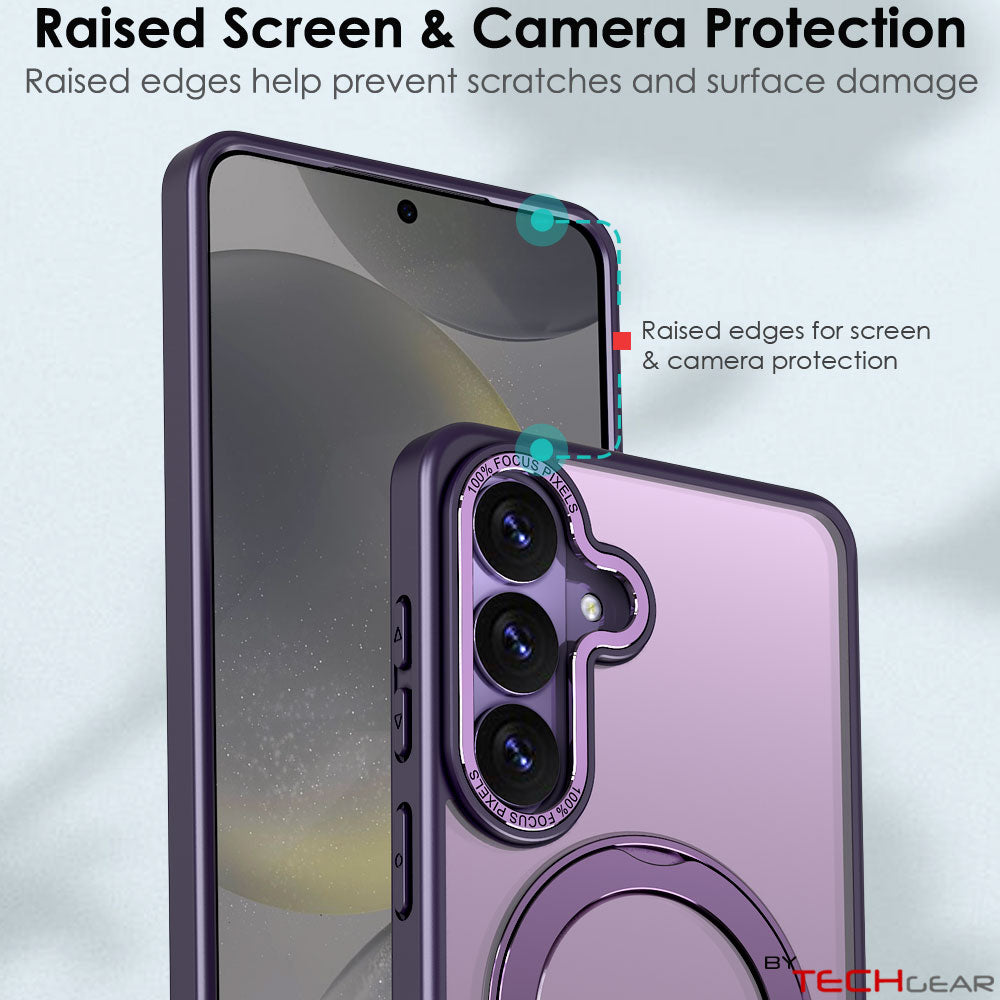 TECHGEAR Magnetic Stand Case for Samsung Galaxy S26 Plus - Shockproof Hybrid Cover with 360° Ring Holder, Hard Back & Wireless Charging Compatible