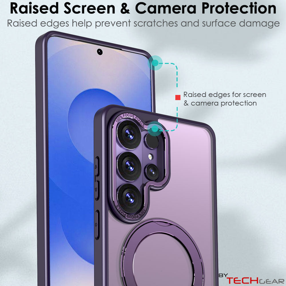 TECHGEAR Magnetic Stand Case for Samsung Galaxy S26 Ultra - Shockproof Hybrid Cover with 360° Ring Holder, Hard Back & Wireless Charging Compatible
