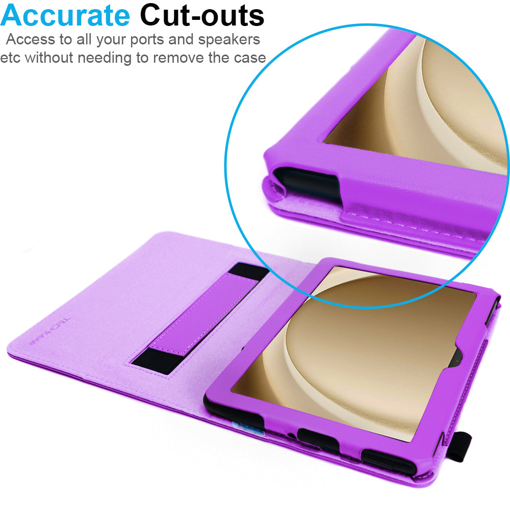 TECHGEAR Folio Case for Samsung Galaxy Tab A11+ & A9+ 11" (SM-X230/X236/X210/X215) – Leather Stand Cover with Hand Strap & Auto Sleep/Wake