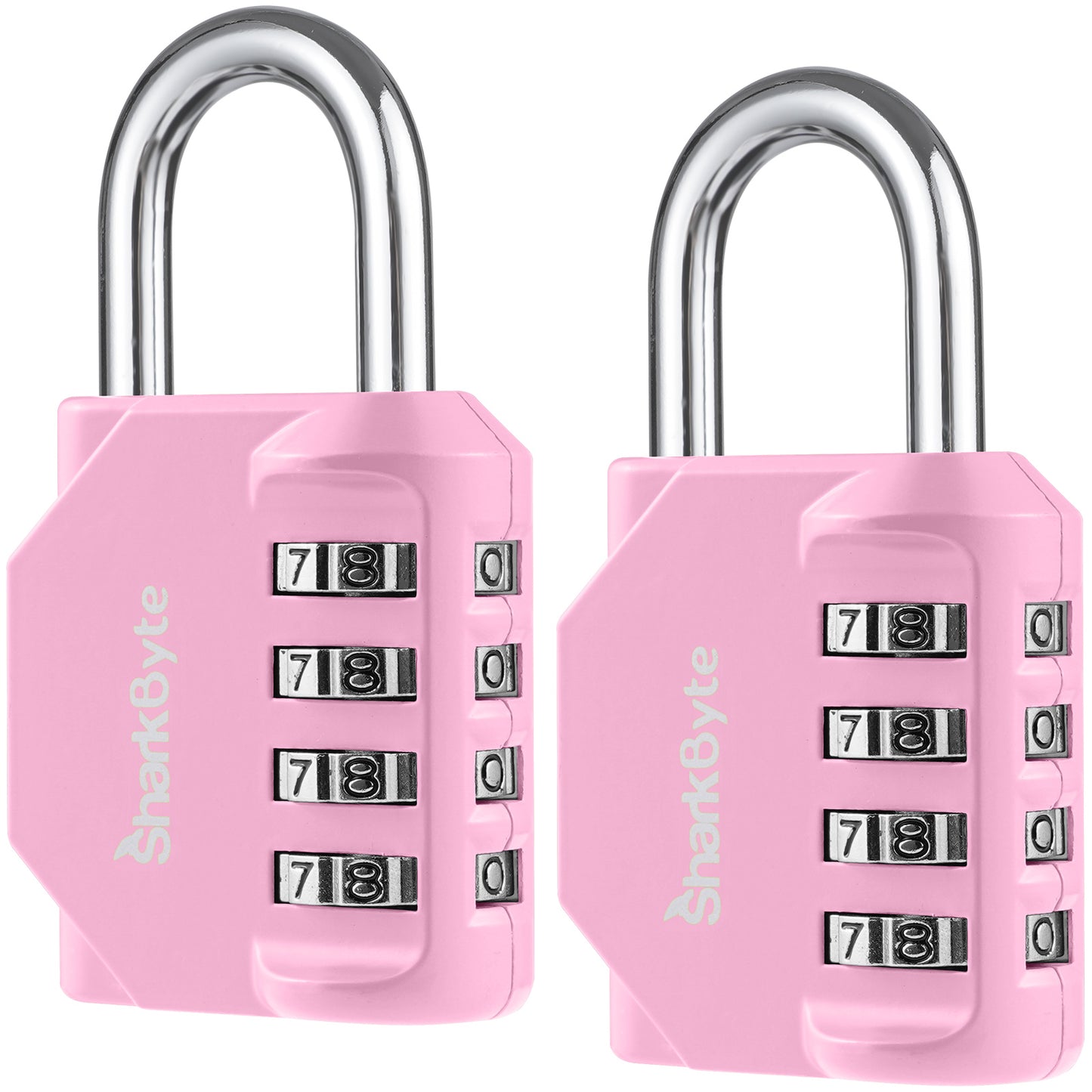 SharkByte Heavy Duty 4-Dial Combination Padlock – Weatherproof Outdoor Lock for Gym, School, Shed, Storage, Cabinet & Toolbox (1 / 2 / 3 / 4 Pack)