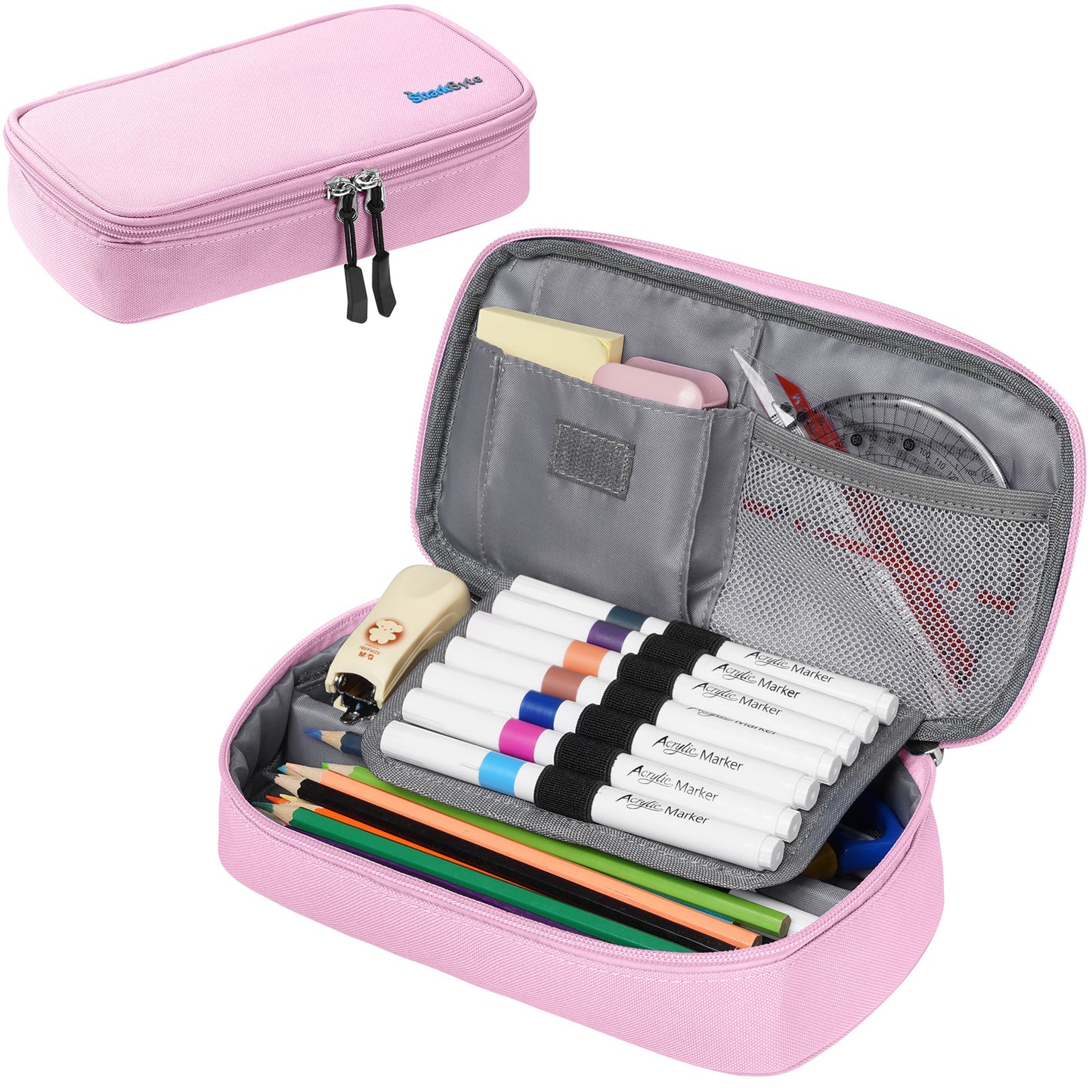 SharkByte Big Pencil Case – Large Capacity Recycled Fabric Stationery Organizer for Students, Teens, Girls & Boys (Available in 11 Colours)