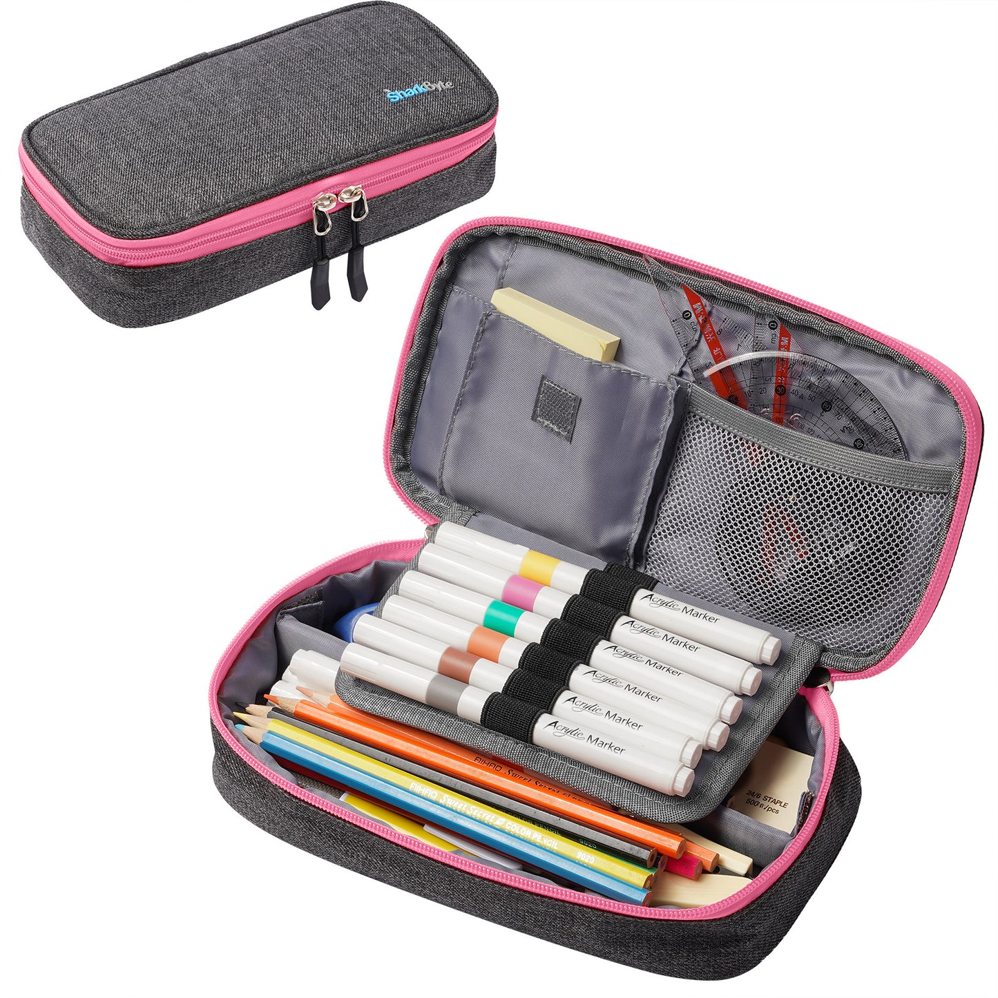 SharkByte Big Pencil Case – Large Capacity Recycled Fabric Stationery Organizer for Students, Teens, Girls & Boys (Available in 11 Colours)