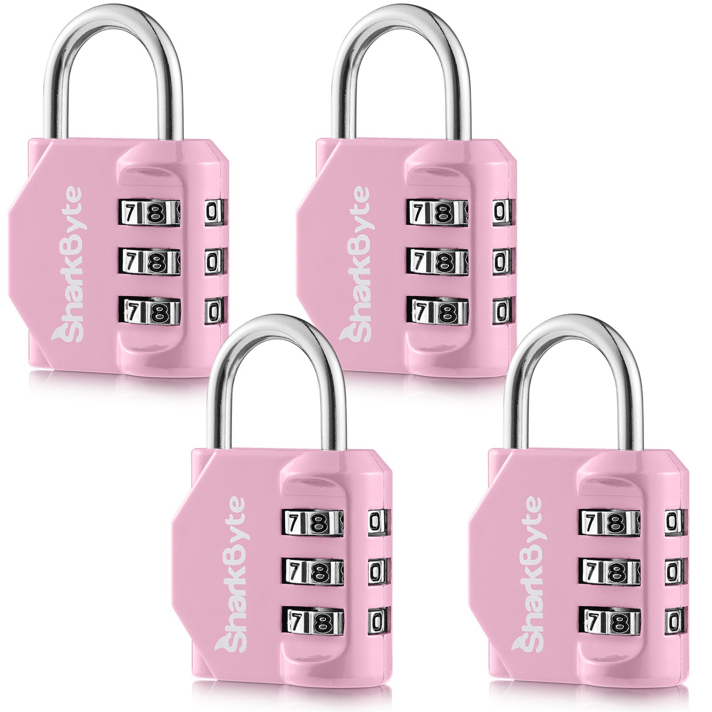 SharkByte Luggage Locks – 3-Dial Weatherproof Combination Padlock for Suitcases, Travel Bags, Gym Lockers & Outdoor Use (1 / 2 / 3 / 4 Pack)