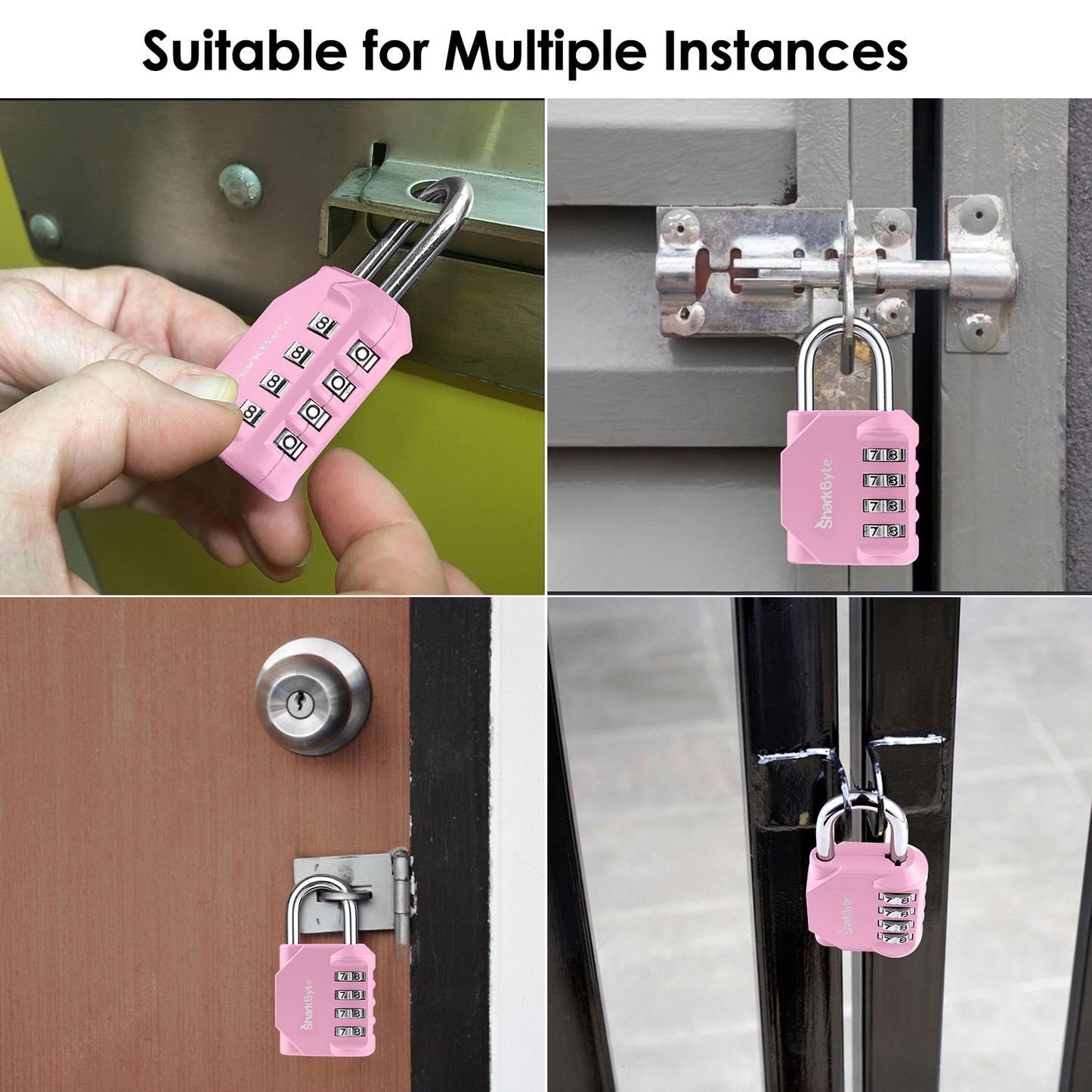 SharkByte Heavy Duty 4-Dial Combination Padlock – Weatherproof Outdoor Lock for Gym, School, Shed, Storage, Cabinet & Toolbox (1 / 2 / 3 / 4 Pack)