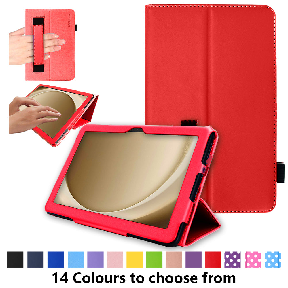 TECHGEAR Folio Case for Samsung Galaxy Tab A11+ & A9+ 11" (SM-X230/X236/X210/X215) – Leather Stand Cover with Hand Strap & Auto Sleep/Wake
