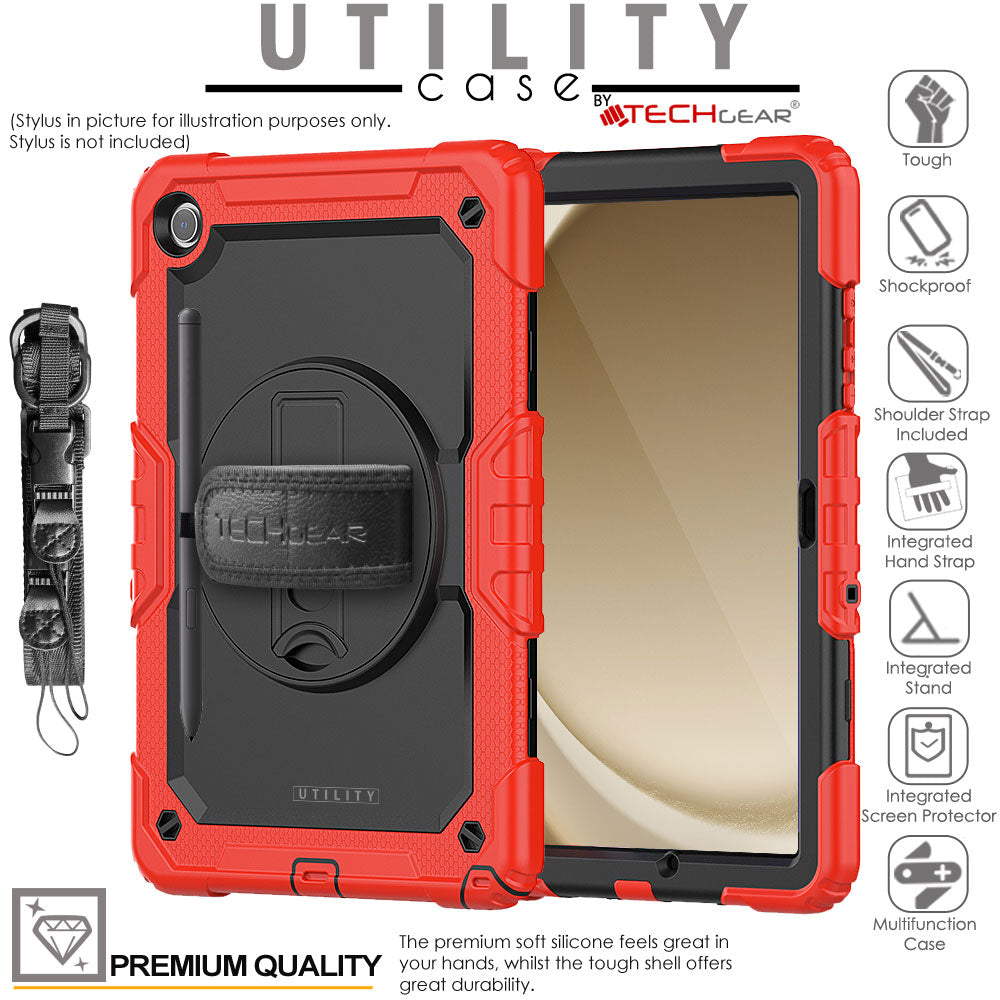 TECHGEAR Utility Case for Samsung Galaxy Tab A11+ (A11 Plus) 11" (SM-X230 / SM-X236) – Full Body Rugged Case with Stand, Hand Strap & Shoulder Strap