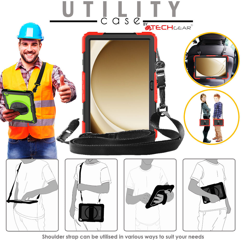 TECHGEAR Utility Case for Samsung Galaxy Tab A11+ (A11 Plus) 11" (SM-X230 / SM-X236) – Full Body Rugged Case with Stand, Hand Strap & Shoulder Strap