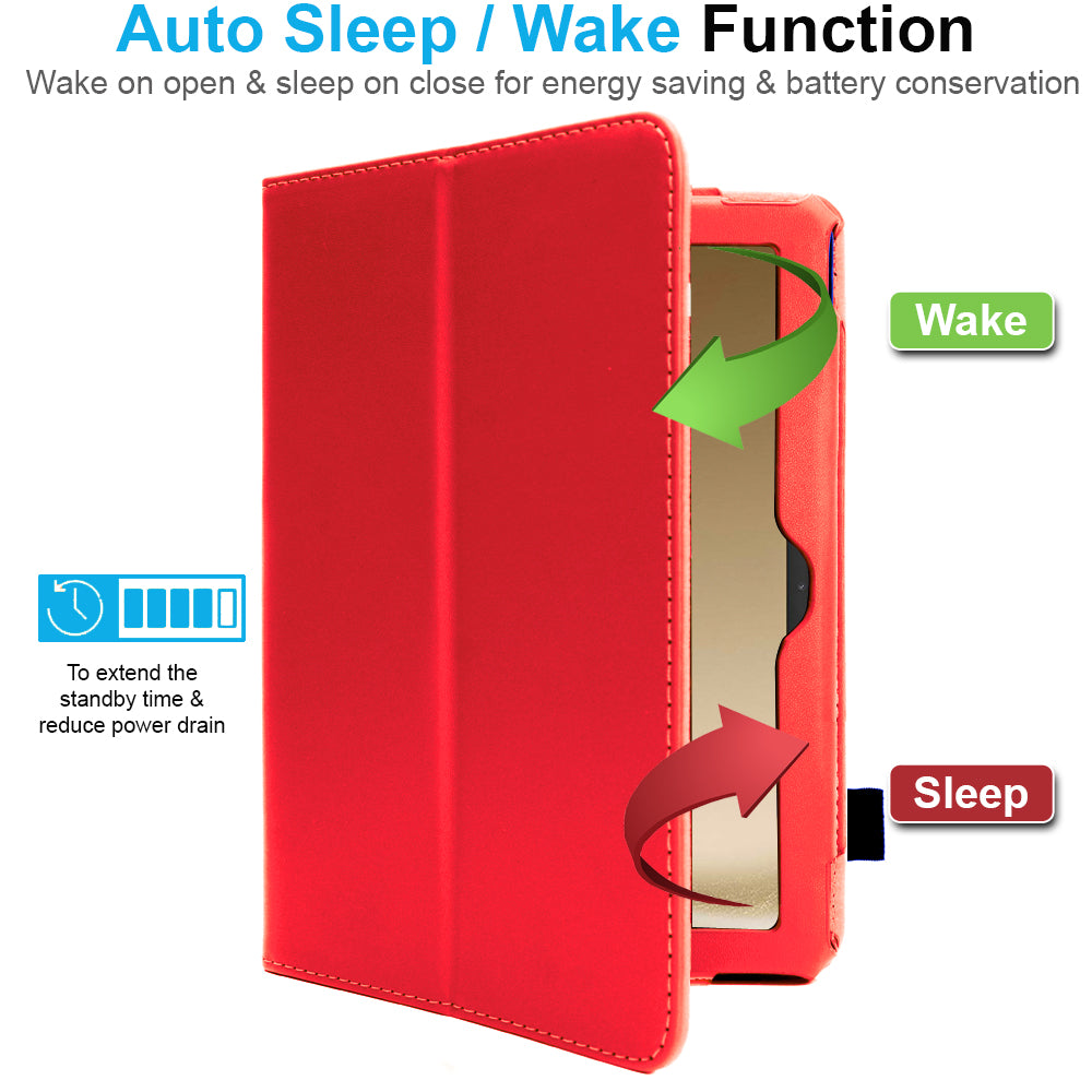 TECHGEAR Folio Case for Samsung Galaxy Tab A11+ & A9+ 11" (SM-X230/X236/X210/X215) – Leather Stand Cover with Hand Strap & Auto Sleep/Wake