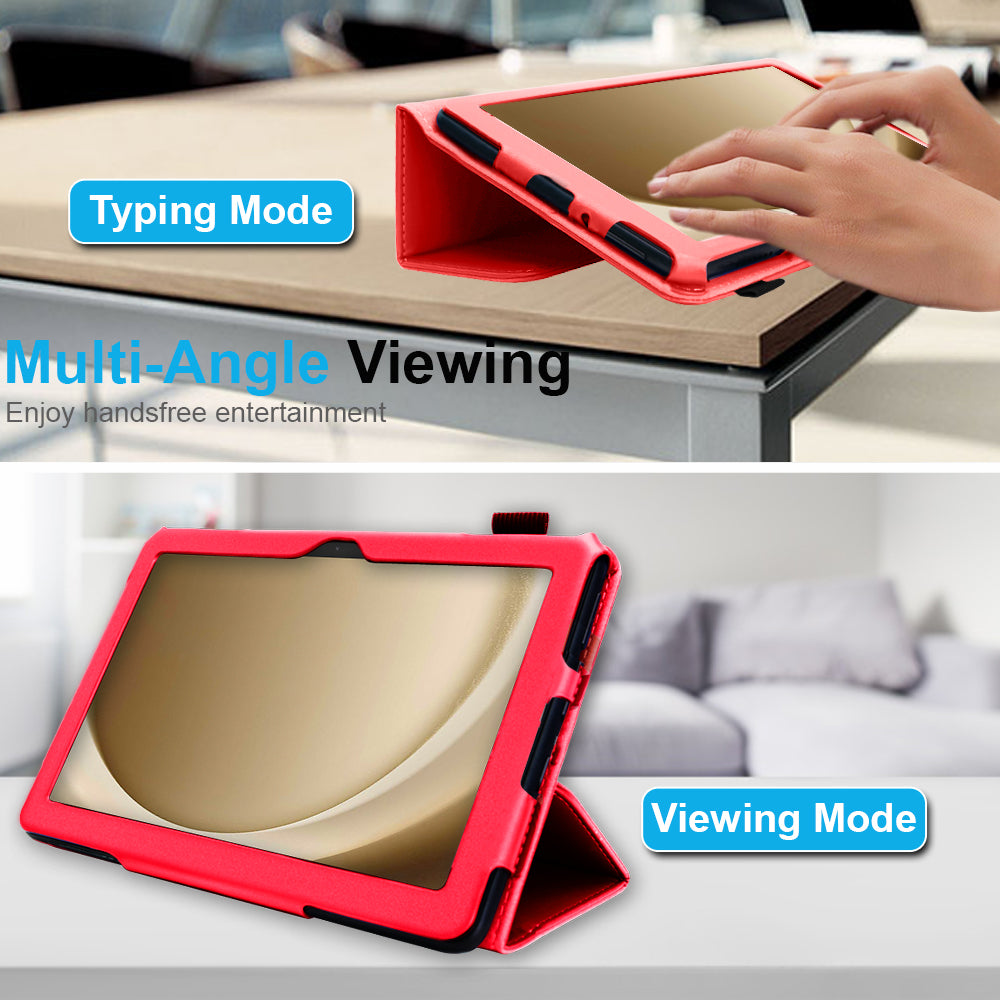 TECHGEAR Folio Case for Samsung Galaxy Tab A11+ & A9+ 11" (SM-X230/X236/X210/X215) – Leather Stand Cover with Hand Strap & Auto Sleep/Wake