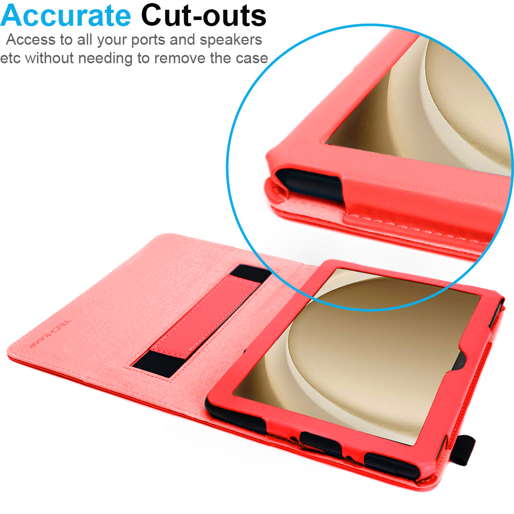 TECHGEAR Folio Case for Samsung Galaxy Tab A11+ & A9+ 11" (SM-X230/X236/X210/X215) – Leather Stand Cover with Hand Strap & Auto Sleep/Wake