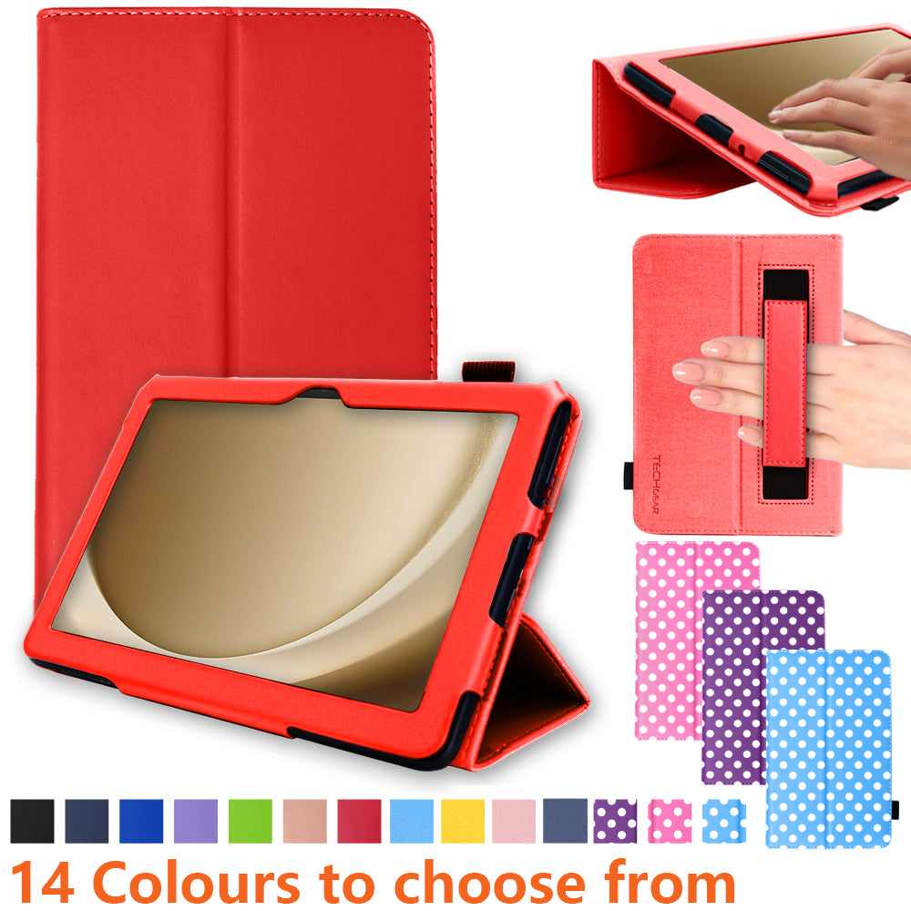 TECHGEAR Folio Case for Samsung Galaxy Tab A11+ & A9+ 11" (SM-X230/X236/X210/X215) – Leather Stand Cover with Hand Strap & Auto Sleep/Wake